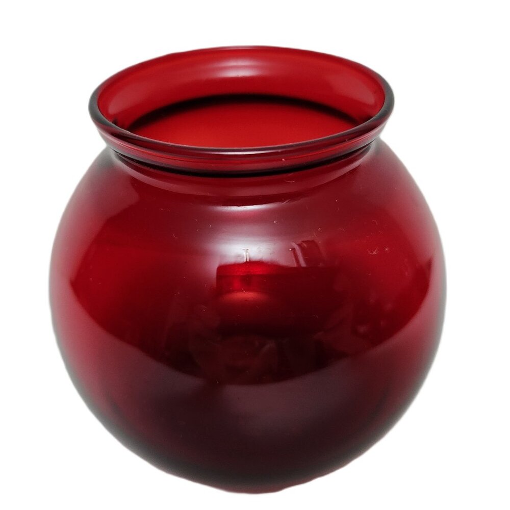 Art Deco Roly Poly Royal Ruby Small Ivy Ball Vase by Anchor Hocking Vintage